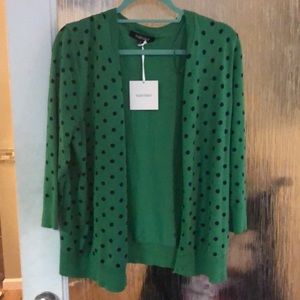 NWT Green & navy polka dot cardigan by Ellen Tracy